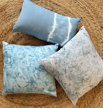 Load image into Gallery viewer, Blue Marbleized Hand Dyed Pillow
