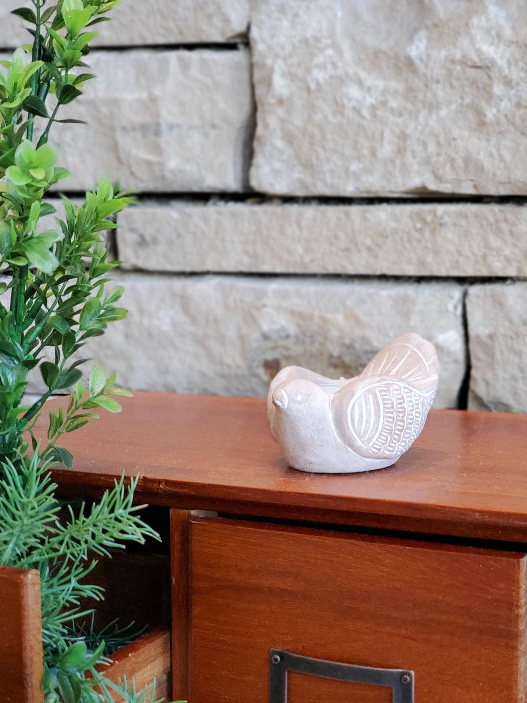 Terracotta Tea Light Candle Holder - Bird