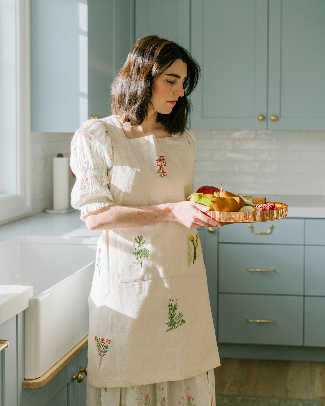 Botanical Embroidered Apron Lily & Marigold Home + Design Botanical Embroidered Apron Lily & Marigold Home + Design