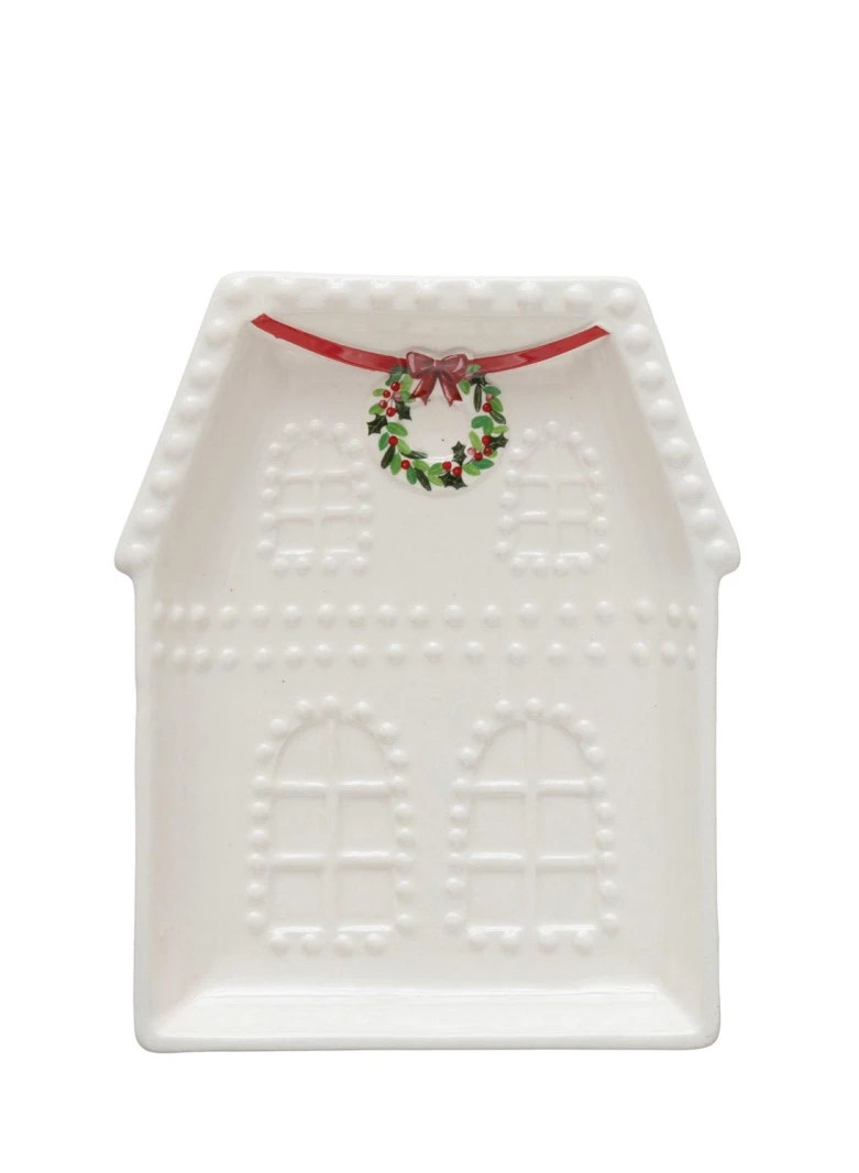 Embossed Stoneware House Plate