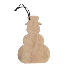 Load image into Gallery viewer, Mango Wood Snowman Shaped Cheese/Cutting Board with Leather Tie
