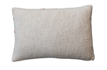 Load image into Gallery viewer, Woven Cotton Slub Lumbar Pillow w/ Ho Ho Ho Embroidered Pattern
