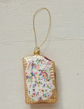 Load image into Gallery viewer, Glass Toaster Pastry Ornament w/ Beads &amp; Glitter
