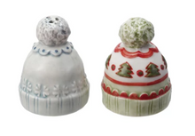 Load image into Gallery viewer, Stoneware Hat Shaped Salt &amp; Pepper Shakers
