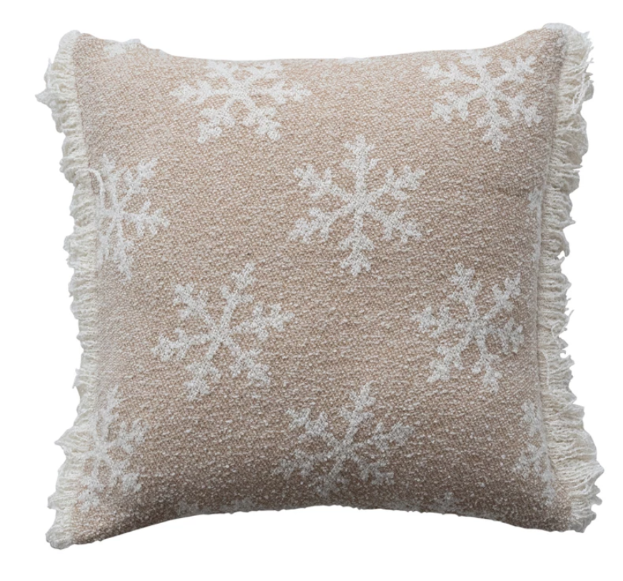 Square Recycled Fabric Jacquard Two-Sided Pillow Fringe