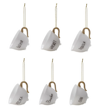 Load image into Gallery viewer, Glass Teacup Ornament with Alcohol Name
