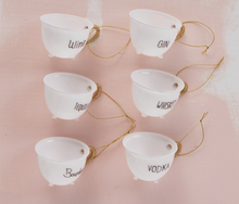 Load image into Gallery viewer, Glass Teacup Ornament with Alcohol Name
