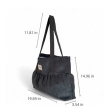 Load image into Gallery viewer, Corduroy Medium Ruffle Tote Bag – Charcoal Gray (Boni)
