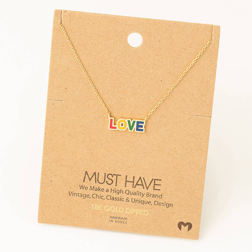 Rainbow Love Print Pendant Necklace