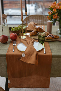 Cinnamon Linen Table Runner