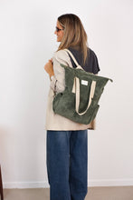 Load image into Gallery viewer, Corduroy Backpack - Shoulder Bag – Olive Green (Musgo)
