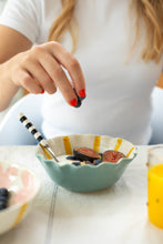 Load image into Gallery viewer, Yellow Stripe Frilly Bowl
