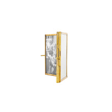 Load image into Gallery viewer, Henrie Folding 4x4 2 Photo Brass Picture Frame Metal &amp; Glass
