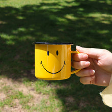 Load image into Gallery viewer, Smiley Enamel Mug - Enamelware for the happy camper

