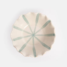 Load image into Gallery viewer, Orange/Blue Inside &amp; Outside Stripe Frilly Bowl
