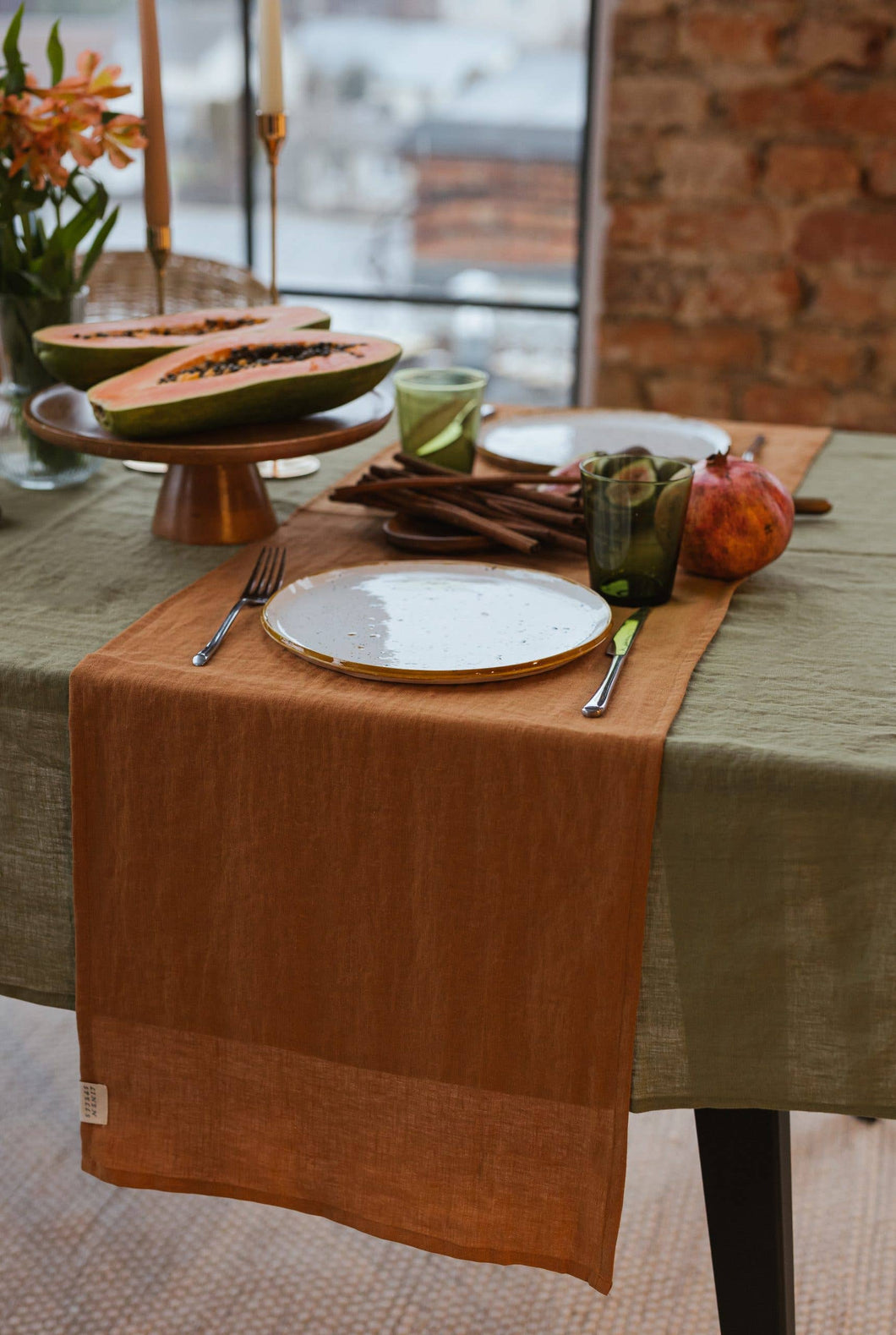 Cinnamon Linen Table Runner