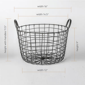 Round Iron Basket with Handles