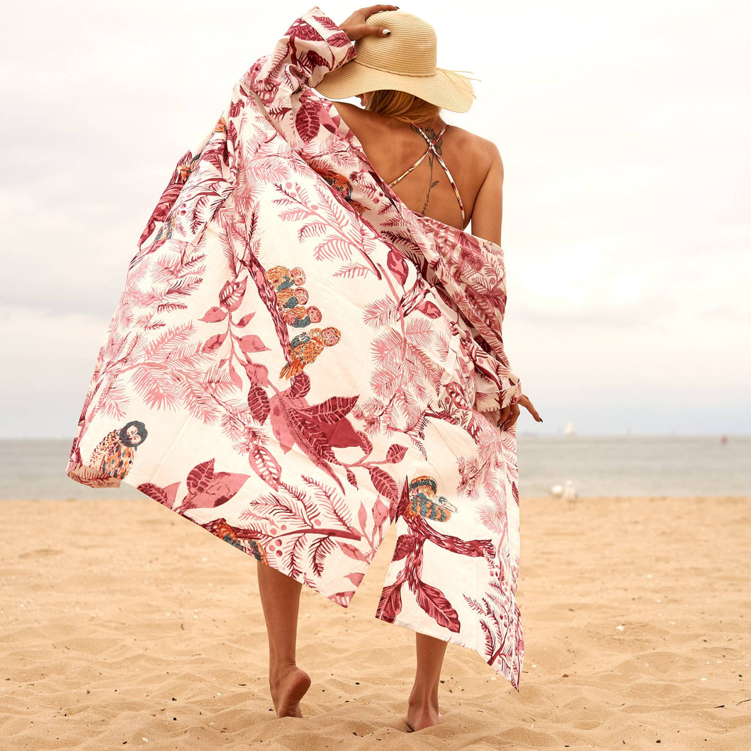 Pink Owl Cotton Kimono