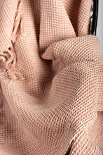 Load image into Gallery viewer, Cotton Waffle Weave Throw With Fringes, Peach
