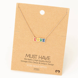 Rainbow Love Print Pendant Necklace