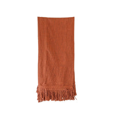 Load image into Gallery viewer, Mattie Hand Woven Rust Yarn Fringe Throw
