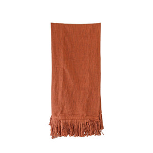 Mattie Hand Woven Rust Yarn Fringe Throw