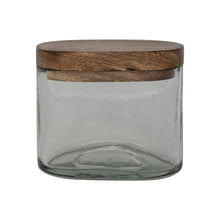 Load image into Gallery viewer, 8 oz. Hand-Blown Glass Jar with Mango Wood Lid, Natural
