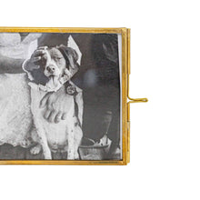 Load image into Gallery viewer, Henrie Folding 4x4 2 Photo Brass Picture Frame Metal &amp; Glass
