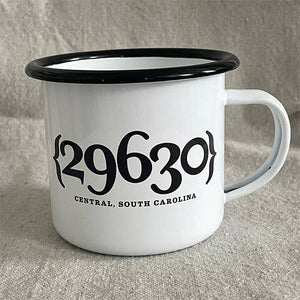 Zip Code Custom Mug -  Enamelware Camper 12oz.: Sage Green Lip