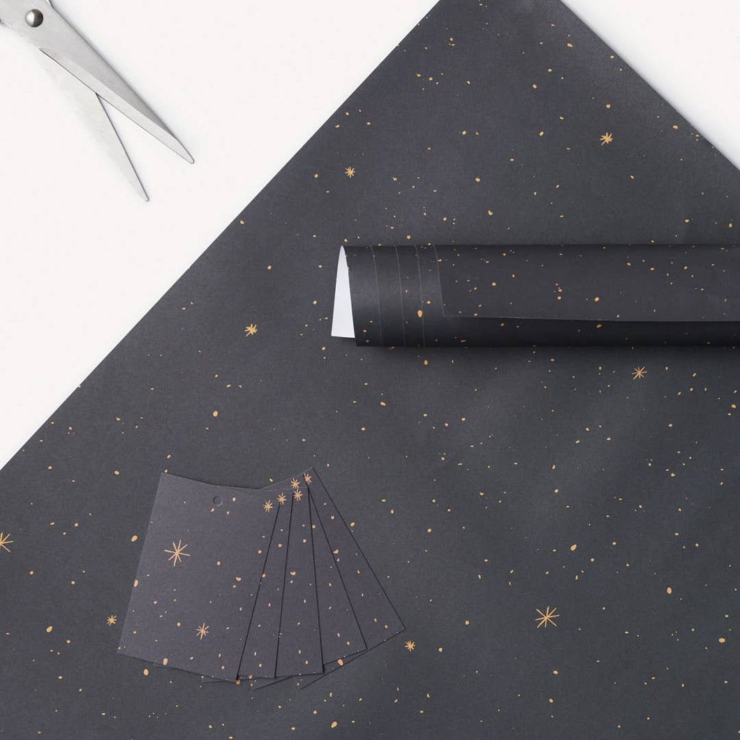Eco Christmas Wrapping Paper & Matching Tags: Xmas Stars