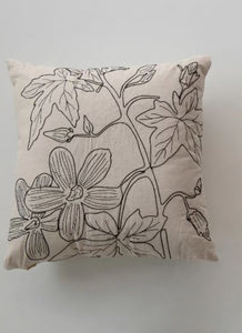 18" Botanical Cotton Pillow With Gold Zipper